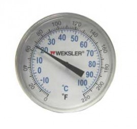 Weksler 2T02-220 Compact Bimetal Dial Thermometer, 0 to 220&amp;deg;F, 2 1/2" Stem-