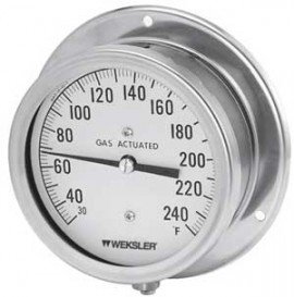 Weksler 413BCXLX10FF Gas Actuated Thermometer, 4 1/2" Dial, 0 to 120&amp;deg;F-