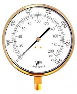 Weksler EA14-600 Contractor Gauge, 0 to 600 PSI/4200 kPa-