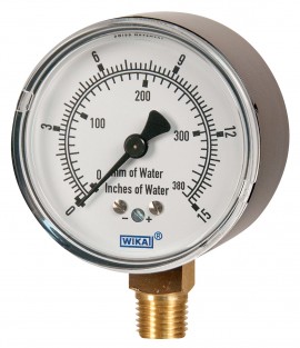 WIKA 8976368 Pressure Gauge, 0/100 inH<sub>2</sub>O-