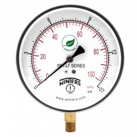 Winters PCT319LF Lead Free Contractor Gauge, 4.5" Dial, 0/15 PSI/KPA, 1/4" NPT LM-