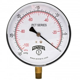 Winters PCT320 Contractpr Gauge, 4.5&amp;quot; Dial, 0-30&amp;quot;VAC/KPA, 1/4&amp;quot; Bottom-
