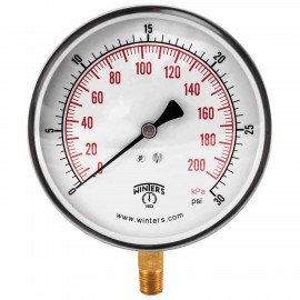 Winters PCT321 Contractor Gauge, 4.5&amp;quot; Dial, 0-30 PSI/KPA, 1/4&amp;quot; Bottom-