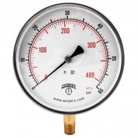 Winters PCT322 Contractor Gauge, 4.5&amp;quot; Dial, 0-60 PSI/KPA, 1/4&amp;quot; Bottom-