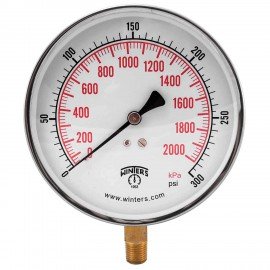 Winters PCT326 Contractor Gauge, 4.5&amp;quot; Dial, 0-300 PSI/KPA, 1/4&amp;quot; Bottom-