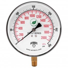 Winters PCT326LF Lead Free Contractor Gauge, 4.5&quot; Dial, 0/300 PSI/KPA, 1/4&quot; NPT LM-