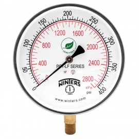 Winters PCT327LF Lead Free Contractor Gauge, 4.5&quot; Dial, 0/400 PSI/KPA, 1/4&quot; NPT LM-