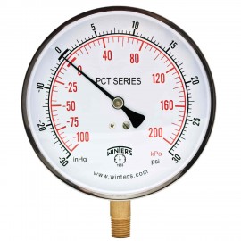 Winters PCT329 Contractor Gauge, 4.5&amp;quot; dial, 30-0-30 psi/kPa, 1/4&amp;quot; bottom-