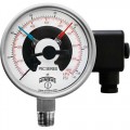 Winters PEC0200 Premium Stainless-Steel Pressure Gauge with electrical contacts, 30&quot; Hg Vac/kPa, 4&quot; dial-