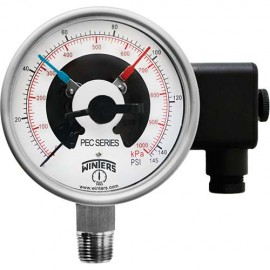 Winters PEC0207 Premium Stainless-Steel Pressure Gauge with electrical contacts, 0/300 psi/kPa, 4" dial-
