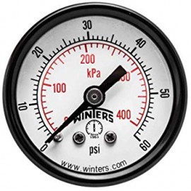 Winters PEM1404 Economy Gauge, 0 to 60 psi/kPa, 2&amp;quot; dial, &amp;frac18;&amp;quot; NPT back-