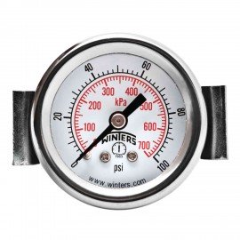 Winters PEU1420UC Economy Panel Mounted Gauge, 1.5&quot; Dial, 0-100PSI/KPA, 1/8&quot; NPT-