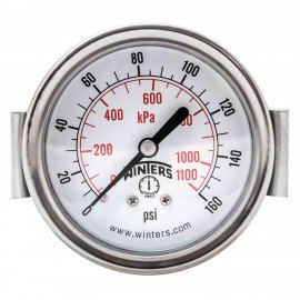 Winters PEU1440UC Economy Panel Mounted Gauge, 2.5" Dial, 0-160PSI/KPA, 1/4" NPT STD-