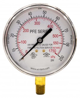 Winters PFE3932 Sprinkler Gauge, 3.5&amp;quot; Dial, 1/4&amp;quot; Bottom, 0-80 RETARD - 250 PSI/KPA AIR-