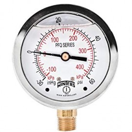 Winters PFQ1542SF SS Liquid Filled Pressure Gauge, 30&amp;quot;/0/300 psi/kPa, 0.5&amp;quot; bottom-