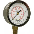 Winters PFQ804 Liquid Filled Brass Gauge, 2.5&amp;quot; Dial, 0 to 100 PSI/KPA, 1/4&amp;quot; NPT Bottom-