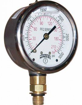 Winters PFQ918LF Stainless-Steel Liquid Filled Pressure Gauge, 0/7,500 psi/kPa, lead-free-