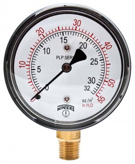 Winters PLP304 Low Pressure 2.5&amp;quot; Dial, 0/100&amp;quot; Water/Oz, 1/4&amp;quot; NPT Bottom-