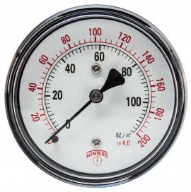Winters PLP340 Low Pressure 2.5&amp;quot; Dial, 0/15&amp;quot; Water/Oz, 1/4&amp;quot; Back-