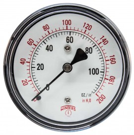 Winters PLP343 Low Pressure 2.5&amp;quot; Dial, 0/100&amp;quot; Water/Oz, 1/4&amp;quot; Back-