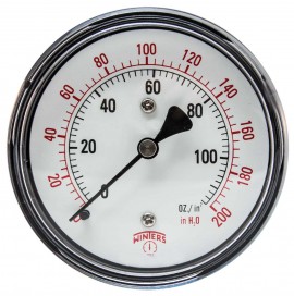 Winters PLP346 Low Pressure 2.5&amp;quot; Dial, 0/200&amp;quot; Water/Oz, 1/4&amp;quot; Back-