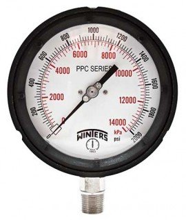 Winters PPC5471 Process Gauge, 0-1500 psi/kPa, 1/2&amp;quot; NPT Back Connection-