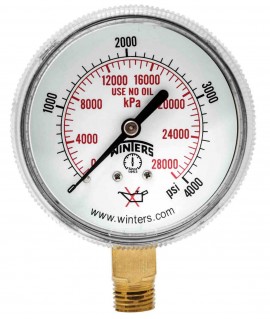 Winters PWL2824 Welding Gauge, 0-200 psi/kPa, 1/4&amp;quot; NPT Bottom Connection-