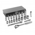 Wright Tool WRIA34 12-Point Standard/Deep Socket Set, 3/8&amp;quot; drive, 21-piece-