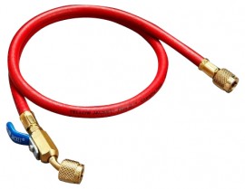 Yellow Jacket 29648 Plus II&amp;trade; Hose with 1/4&amp;quot; compact ball valve fittings, 48&amp;quot;, red-