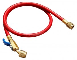 Yellow Jacket 29725 Plus II&amp;trade; Hose with 1/4&amp;quot; compact ball valve fittings, 25&#039;, red-