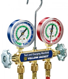 Yellow Jacket 41502 4-Valve TITAN Test/Charging Manifold, (MPa) R32/410A Refrigerants, 60&amp;quot; hoses-