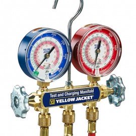 Yellow Jacket 42201 3-Way Brass Manifold with Set of 3 Ball-Valve Hoses-