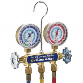 Yellow Jacket 42436 Series 41 Deluxe Manifolds with Class 1 Brass Gauges and 60&amp;quot; PLUS II&amp;trade; compact ball valve fittings, psi-
