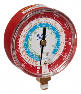 Yellow Jacket 49051 Manifold Gauge, 2-1/2&amp;quot;, red pressure, 0 to 500 psi, R-134a/404A/507 (&amp;deg;F)-
