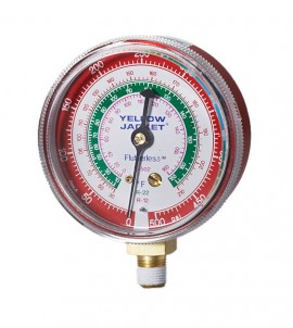 Yellow Jacket 49053 Manifold Gauge, 2-1/2&amp;quot;, red pressure, bar &amp; MPa, R-410A &amp;deg;F and &amp;deg;C-