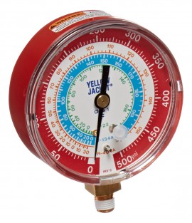 Yellow Jacket 49063 Manifold Gauge, 2-1/2&amp;quot;, red pressure, bar &amp; psi, R-134a/404A/407C, &amp;deg;C-