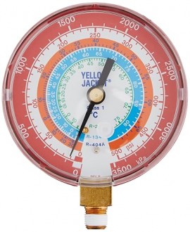 Yellow Jacket 49107 Dry Manifold Gauge, 3-1/8&amp;quot;, red pressure, KPa/psi, R22/134a/404A, &amp;deg;C-