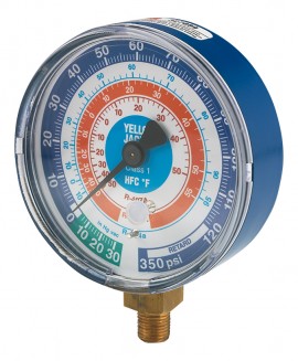 Yellow Jacket 49152 Dry Manifold Gauge, 3-1/8&amp;quot;, blue compound, 30&amp;quot;-0-120** psi, R134a/404A/407C, &amp;deg;F-