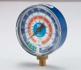Yellow Jacket 49182 Dry Manifold Gauge, 3-1/8&amp;quot;, blue compound, bar/psi, R134a/404A/407F, &amp;deg;C-