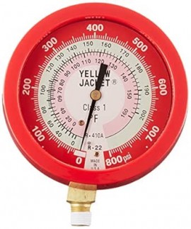 Yellow Jacket 49517 Gauge, 3-1/2&amp;quot; L/F, red pressure, 0 to 500 psi, R134a/404A/407C (&amp;deg;F)-