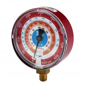 Yellow Jacket 49519 Gauge, 3-1/2&amp;quot; L/F, red pressure, 0 to 800 psi (0 to 55 bar), R410A &amp;deg;F and &amp;deg;C-