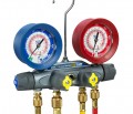 Yellow Jacket 49907 TITAN&amp;reg; 4-Valve Test and Charging Manifold only, R/B gauges, bar/psi, R448A/449A/452A &amp;deg;F-