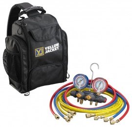 Yellow Jacket 49945 TITAN&amp;reg; 4-Valve Test and Charging Manifold Backpack Kit, R448a/449a/452a &amp;deg;F-