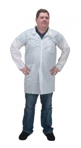 Zenith SEC821 Microporous/Polypropylene Lab Coat, 2 Snap Pockets, Small-