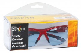Zenith SEK288R Z1900 Series Safety Glasses with Box, Red Frame, Blue Lens-